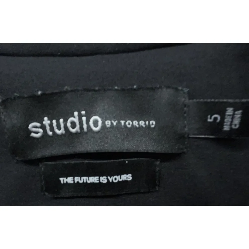 Studio By Torrid Blazer 5 Black Ponte Peplum Stretch Jacket Versatile Career - Picture 10 of 11